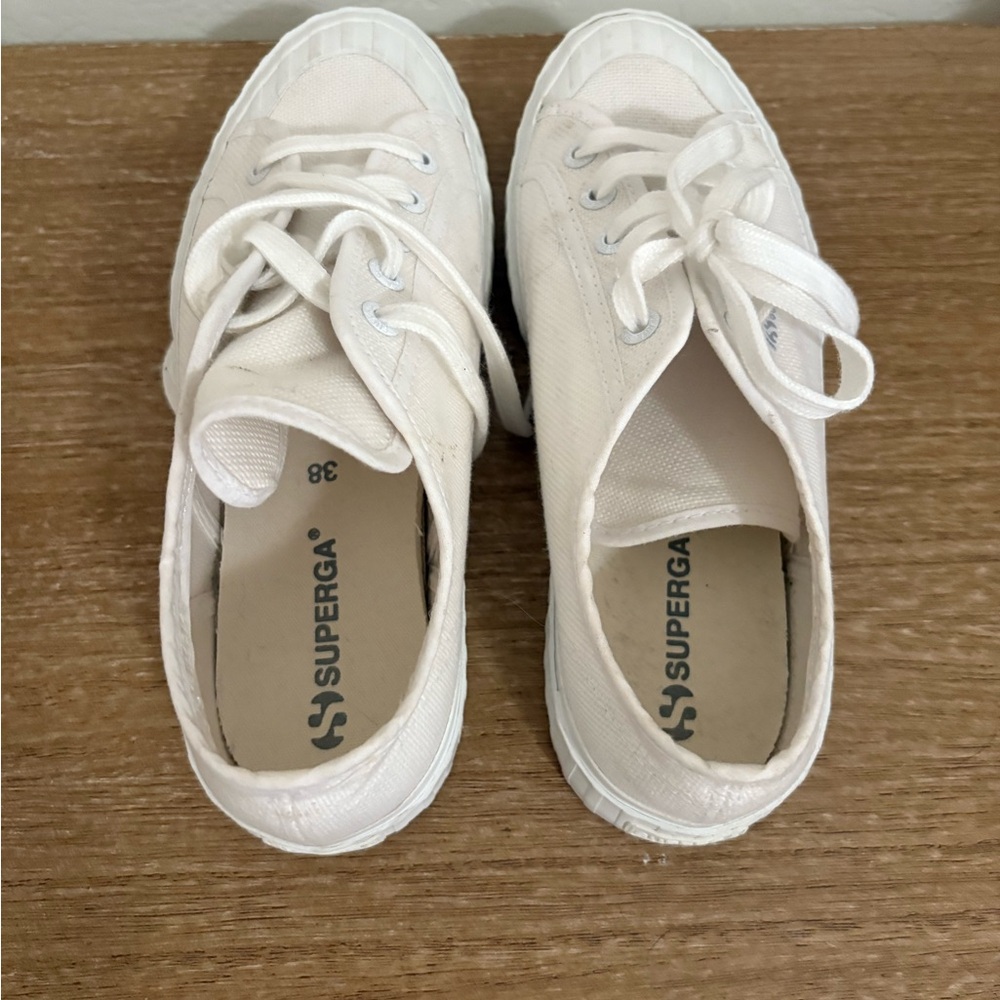 Superga Women's Cream Canvas Sneakers